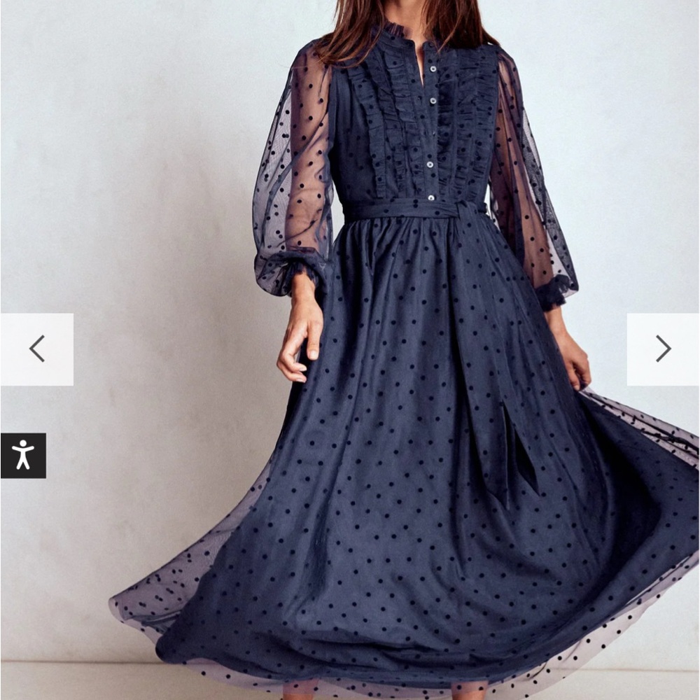 Boden Navy Polka Dot Dress